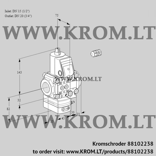 Kromschroder VAG 1E15R/20R05GEVWR/PP/PP, 88102238 air/gas ratio control, 88102238