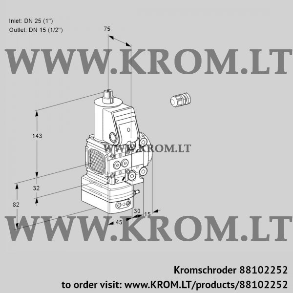 Kromschroder VAG 1E25R/15R05FGEVWR/PP/PP, 88102252 air/gas ratio control, 88102252