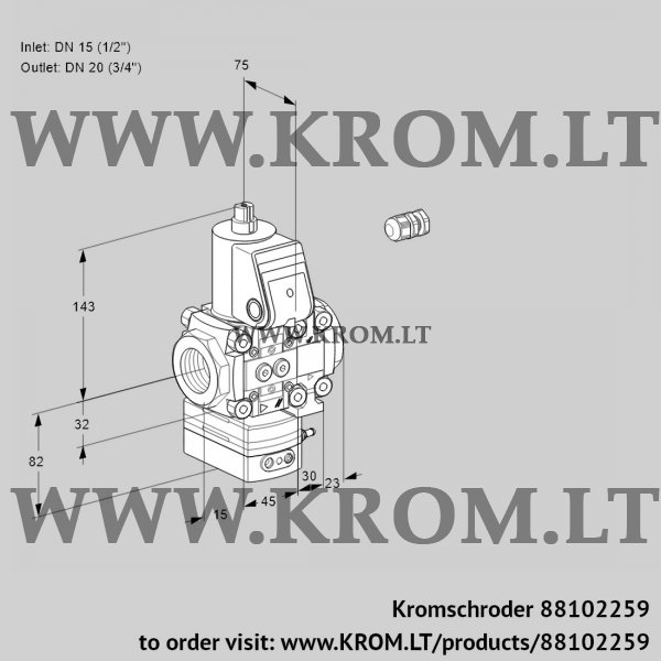 Kromschroder VAG 1E15R/20R05GEVWR/PP/PP, 88102259 air/gas ratio control, 88102259