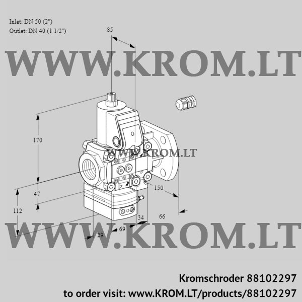 Kromschroder VAG 2E50R/40F05GEVWR/PP/PP, 88102297 air/gas ratio control, 88102297