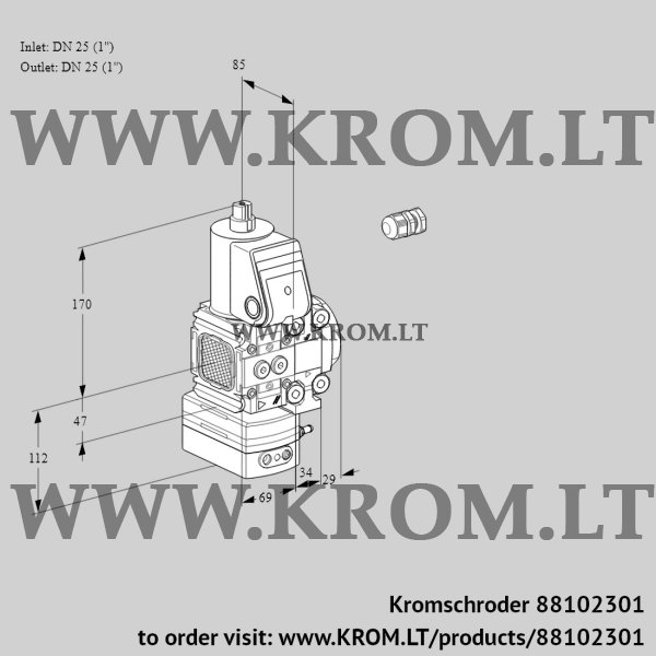 Kromschroder VAG 2E25R/25R05FGEVWR/PP/PP, 88102301 air/gas ratio control, 88102301