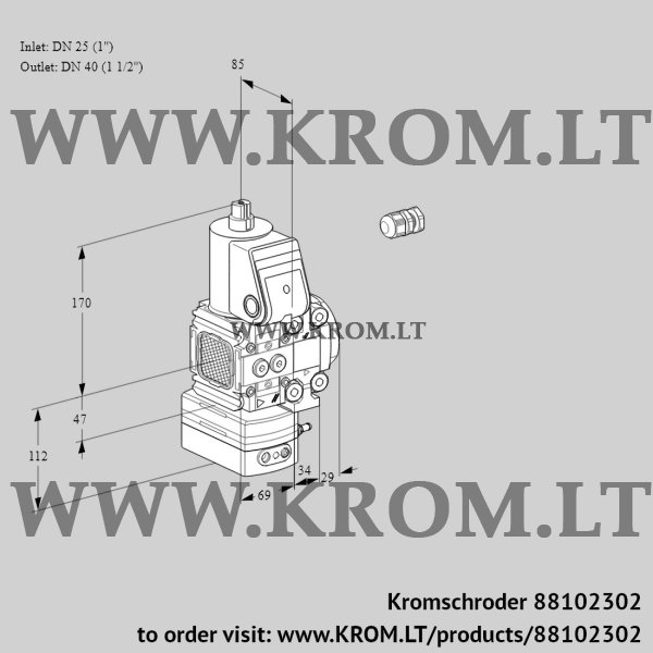 Kromschroder VAG 2E25R/40R05FGEVWR/PP/PP, 88102302 air/gas ratio control, 88102302