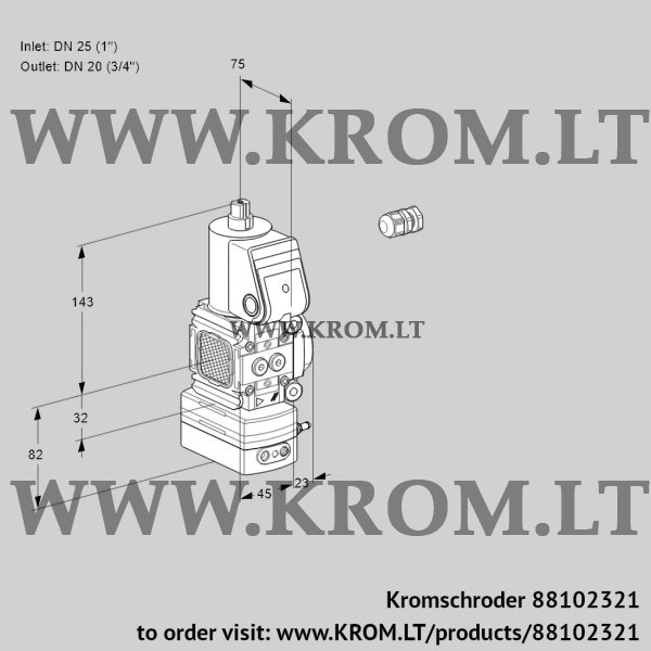 Kromschroder VAH 1E25R/20R05FHEWR/PP/PP, 88102321 flow rate regulator, 88102321