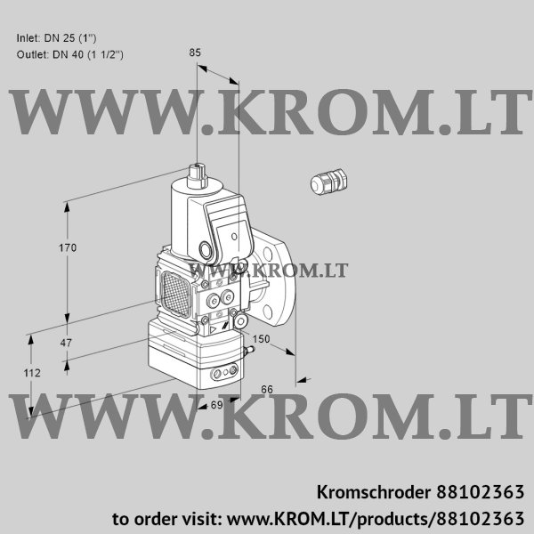 Kromschroder VAH 2E25R/40F05FHEWR/PP/PP, 88102363 flow rate regulator, 88102363