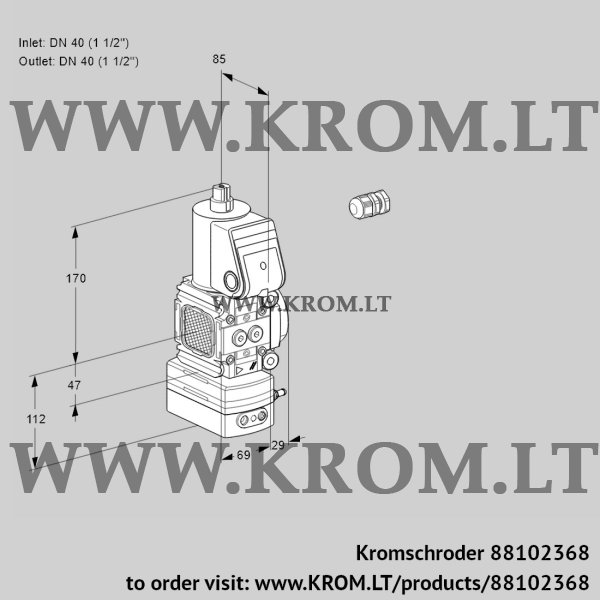 Kromschroder VAH 2E40F/40R05FHEWR/PP/PP, 88102368 flow rate regulator, 88102368