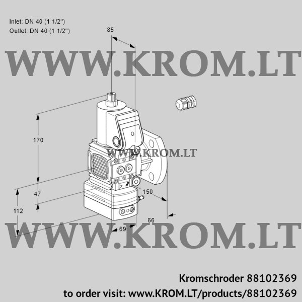 Kromschroder VAH 2E40F/40F05FHEWR/PP/PP, 88102369 flow rate regulator, 88102369