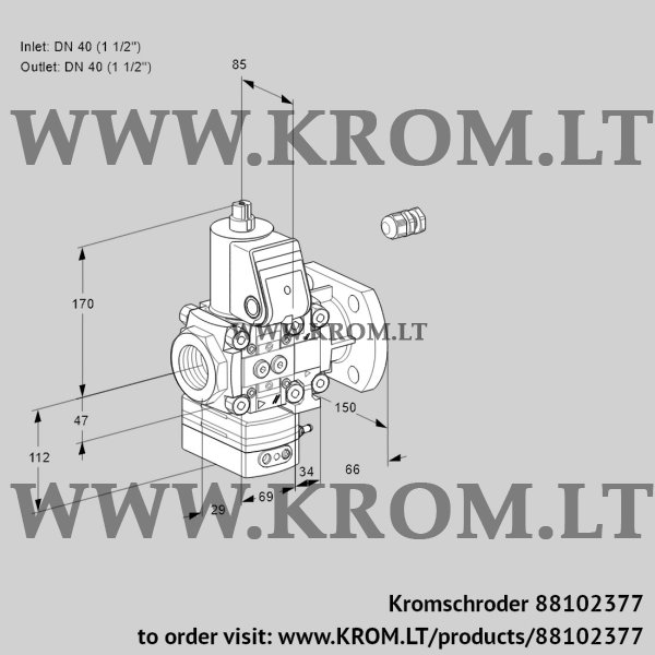 Kromschroder VAH 2E40R/40F05HEVWR/PP/PP, 88102377 flow rate regulator, 88102377