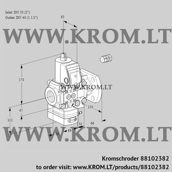 Kromschroder VAH 2E50R/40F05HEVWR/PP/PP, 88102382 flow rate regulator, 88102382