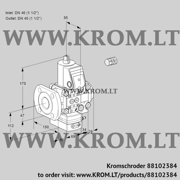 Kromschroder VAH 2E40F/40R05HEVWR/PP/PP, 88102384 flow rate regulator, 88102384