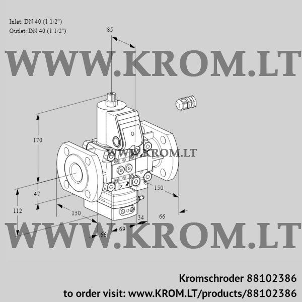 Kromschroder VAH 2E40F/40F05HEVWR/PP/PP, 88102386 flow rate regulator, 88102386