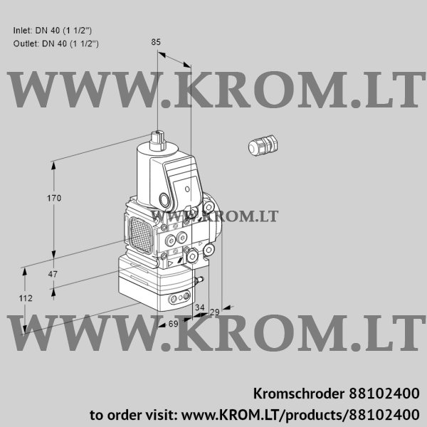 Kromschroder VAH 2E40F/40R05FHEVWR/PP/PP, 88102400 flow rate regulator, 88102400