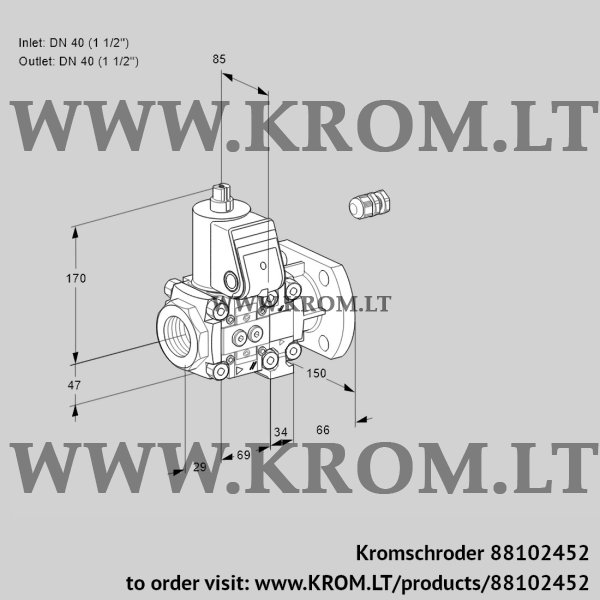 Kromschroder VAS 2E40R/40F05NVWR/PP/PP, 88102452 gas solenoid valve, 88102452