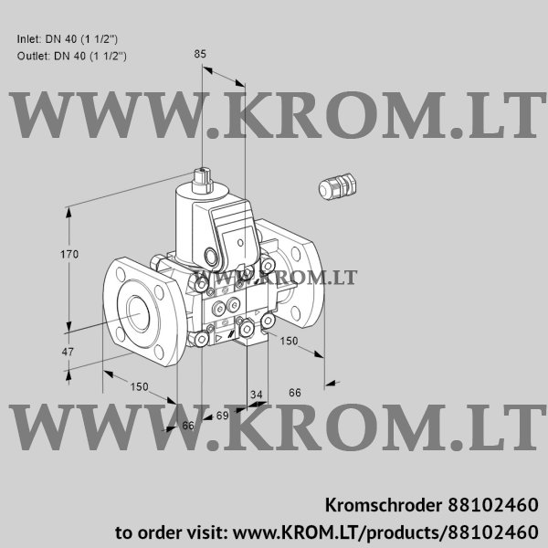 Kromschroder VAS 2E40F/40F05NVWR/PP/PP, 88102460 gas solenoid valve, 88102460