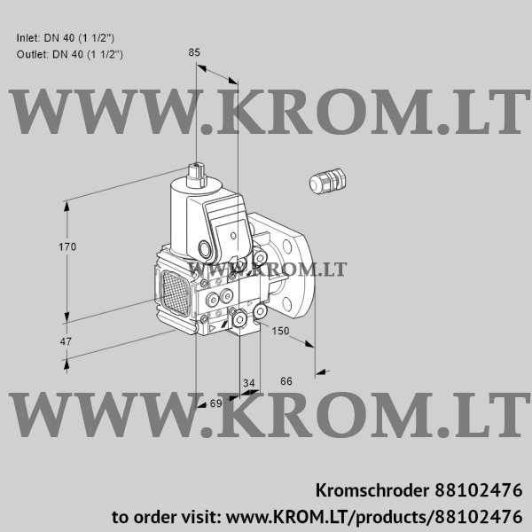 Kromschroder VAS 2E40F/40F05FNVWR/PP/PP, 88102476 gas solenoid valve, 88102476