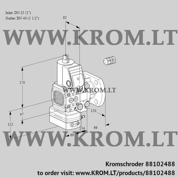 Kromschroder VAH 2E25R/40F05FHEVWR/PP/PP, 88102488 flow rate regulator, 88102488