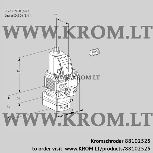 Kromschroder VAH 1E20R/20R05FHEVWR/PP/PP, 88102525 flow rate regulator, 88102525