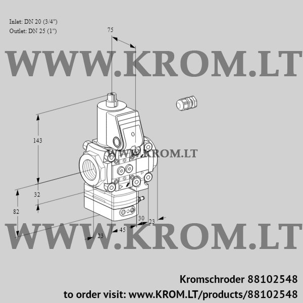 Kromschroder VAH 1E20R/25R05HEVWR/PP/PP, 88102548 flow rate regulator, 88102548