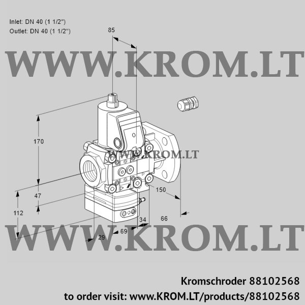 Kromschroder VAH 2E40R/40F05HEVWR/PP/PP, 88102568 flow rate regulator, 88102568