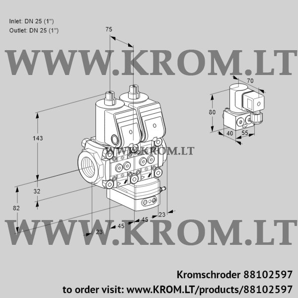 Kromschroder VCG 1E25R/25R05NGEWR/PPPP/PPBY, 88102597 air/gas ratio control, 88102597