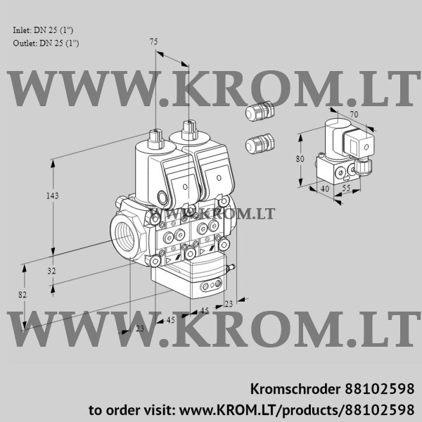 Kromschroder VCG 1E25R/25R05NGEWR3/PPPP/PPBY, 88102598 air/gas ratio control, 88102598