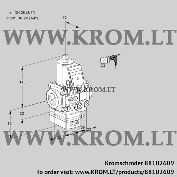 Kromschroder VAH 1E20R/20R05HEVWR/PP/PP, 88102609 flow rate regulator, 88102609