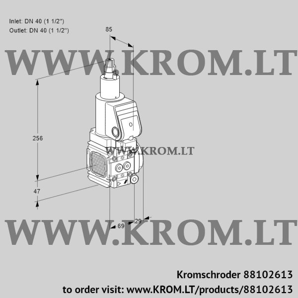 Kromschroder VAS 2T40N/40N05FLQSR/PP/PP, 88102613 gas solenoid valve, 88102613