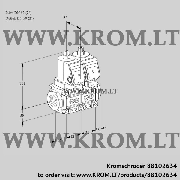 Kromschroder VCS 3T50N/50N05NNQGR/PPPP/PPPP, 88102634 double solenoid valve, 88102634