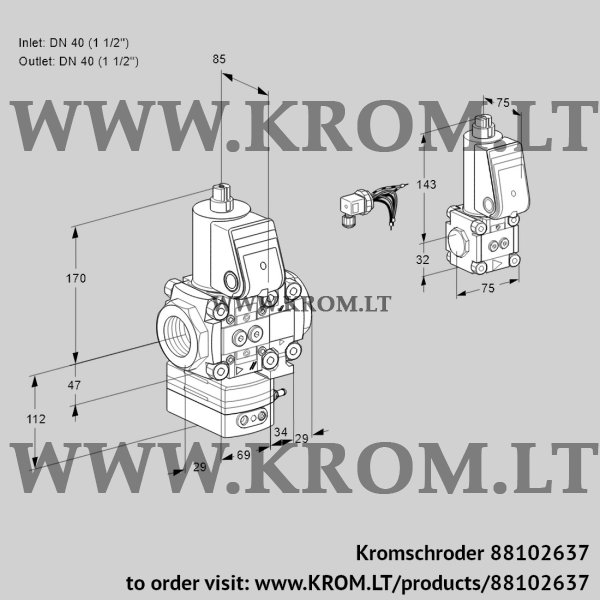 Kromschroder VAG 2E40R/40R05GEVWR/PP/ZS, 88102637 air/gas ratio control, 88102637