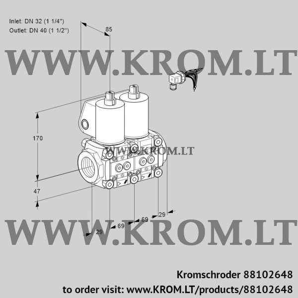 Kromschroder VCS 2E32R/40R05NNKL/PPPP/PPPP, 88102648 double solenoid valve, 88102648