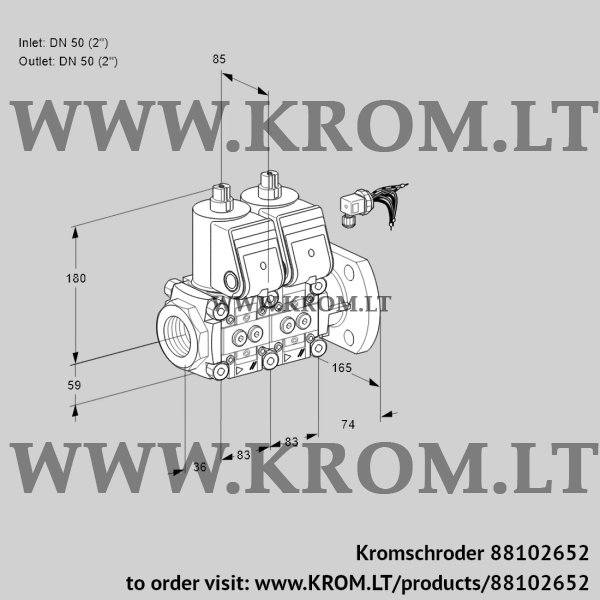 Kromschroder VCS 3E50R/50F05NNKR/PPPP/PPPP, 88102652 double solenoid valve, 88102652