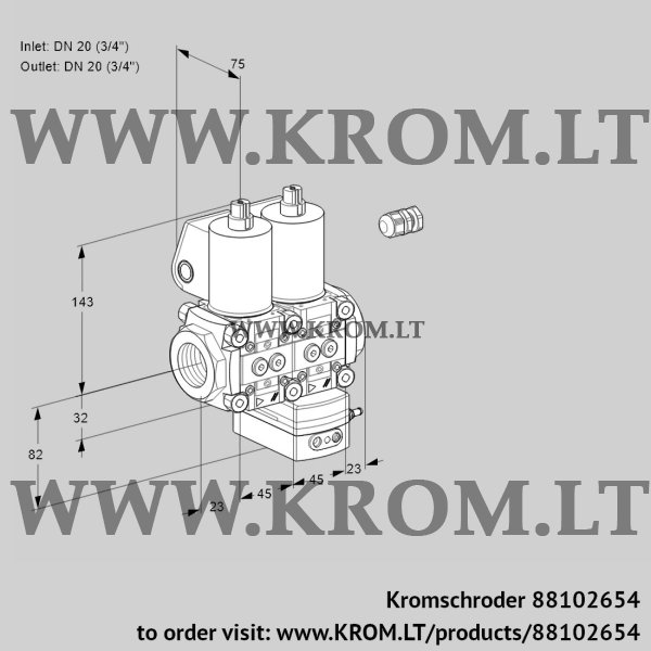 Kromschroder VCG 1E20R/20R05NGEQL/PPPP/PPPP, 88102654 air/gas ratio control, 88102654