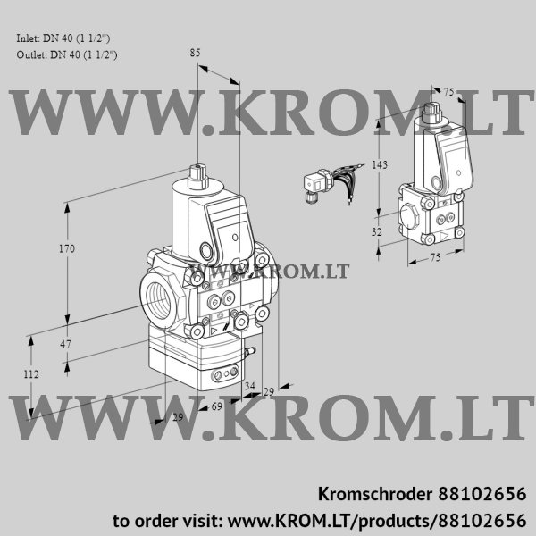 Kromschroder VAG 2E40R/40R05GEVQR/PP/ZS, 88102656 air/gas ratio control, 88102656