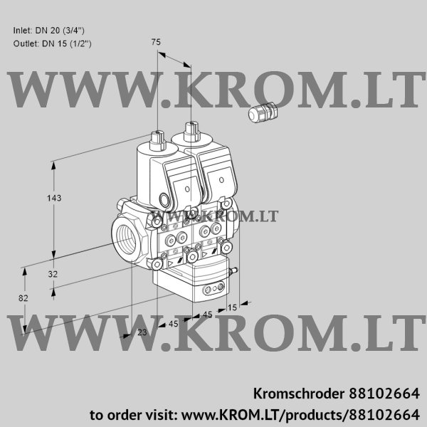 Kromschroder VCG 1E20R/15R05NGEWR/PPPP/PPPP, 88102664 air/gas ratio control, 88102664