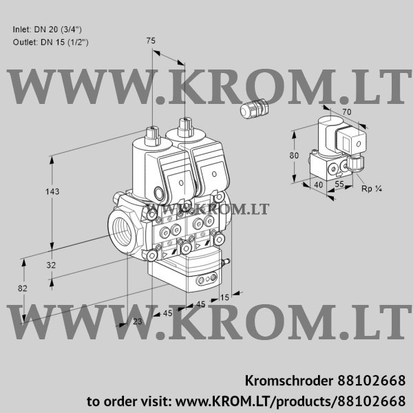 Kromschroder VCG 1E20R/15R05NGEWR/PPPP/PPZY, 88102668 air/gas ratio control, 88102668