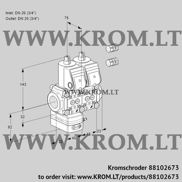 Kromschroder VCG 1E20R/20R05GENQR3/PPPP/PPPP, 88102673 air/gas ratio control, 88102673