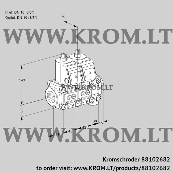 Kromschroder VCS 1T10N/10N05NNVQR/PPPP/PPPP, 88102682 double solenoid valve, 88102682