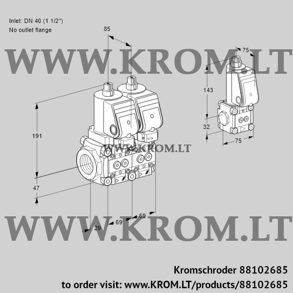 Kromschroder VCS 2T40N/--05NNQSR/PPPP/PPZS, 88102685 double solenoid valve, 88102685