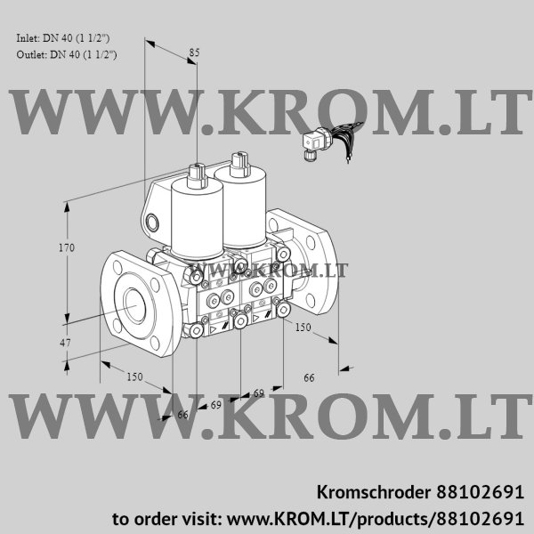 Kromschroder VCS 2E40F/40F05NNWL/PPPP/PPPP, 88102691 double solenoid valve, 88102691