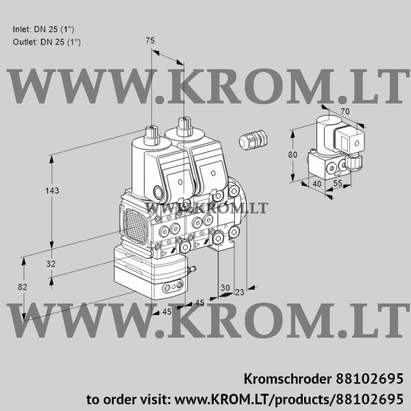 Kromschroder VCD 1E25R/25R05FD-100NO14WR/PPPP/PPBY, 88102695 pressure regulator, 88102695