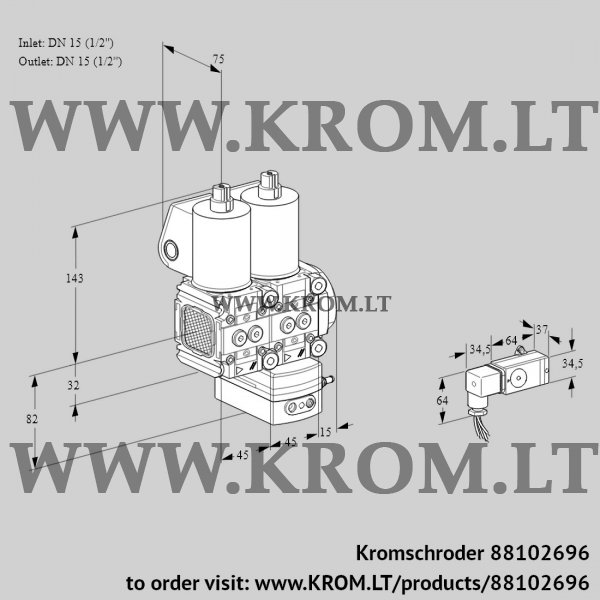 Kromschroder VCD 1T15N/15N05FND-50QL/PPPP/3-PP, 88102696 pressure regulator, 88102696