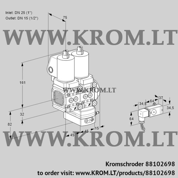 Kromschroder VCD 1T25N/15N05FND-50QSL/PPPP/3-PP, 88102698 pressure regulator, 88102698