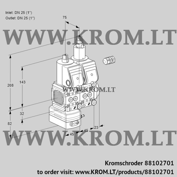 Kromschroder VCD 1E25R/25R05FD-100LWR/PPPP/PPPP, 88102701 pressure regulator, 88102701