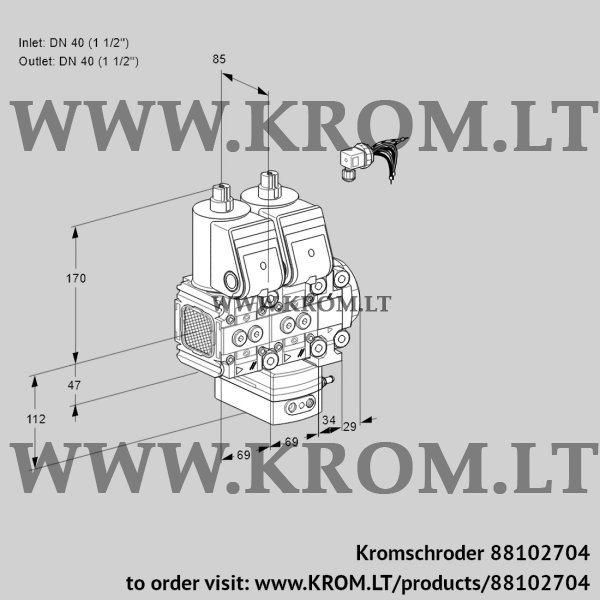 Kromschroder VCD 2E40R/40R05FND-50VWR/PPPP/PPPP, 88102704 pressure regulator, 88102704