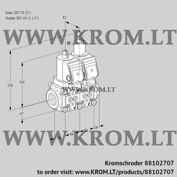 Kromschroder VCS 2T50N/40N05NLQGR/PPPP/PPPP, 88102707 double solenoid valve, 88102707