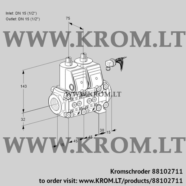 Kromschroder VCS 1E15R/15R05NNVWR/PPPP/PPPP, 88102711 double solenoid valve, 88102711