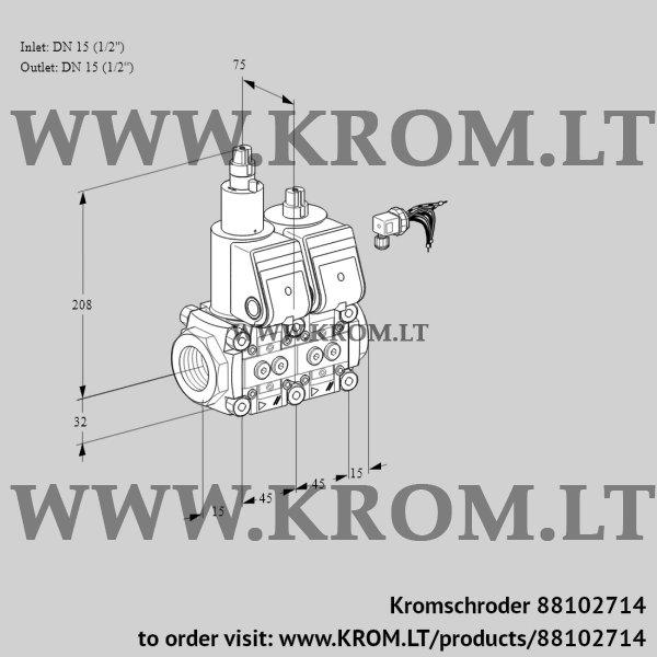 Kromschroder VCS 1E15R/15R05LNWR/PPPP/PPPP, 88102714 double solenoid valve, 88102714