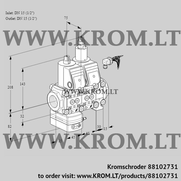 Kromschroder VCD 1E15R/15R05D-50LVWR/PPPP/PPPP, 88102731 pressure regulator, 88102731