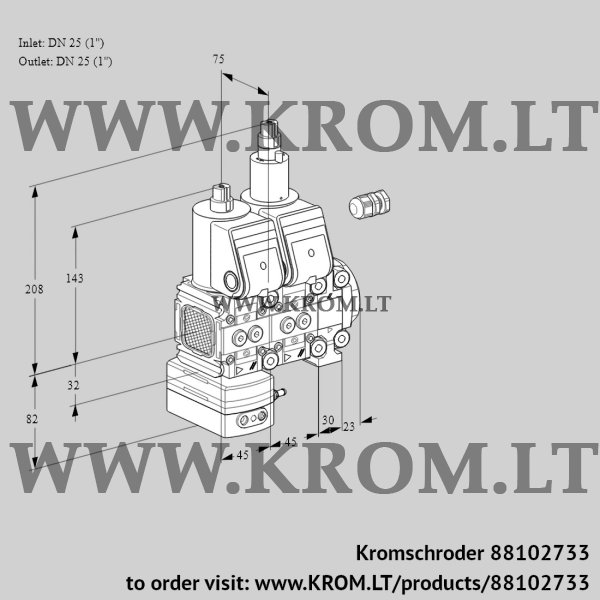 Kromschroder VCD 1E25R/25R05FD-100LO18WR/PPPP/PPPP, 88102733 pressure regulator, 88102733