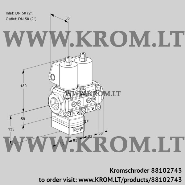 Kromschroder VCD 3E50R/50R05D-100NWL/PPPP/PPPP, 88102743 pressure regulator, 88102743