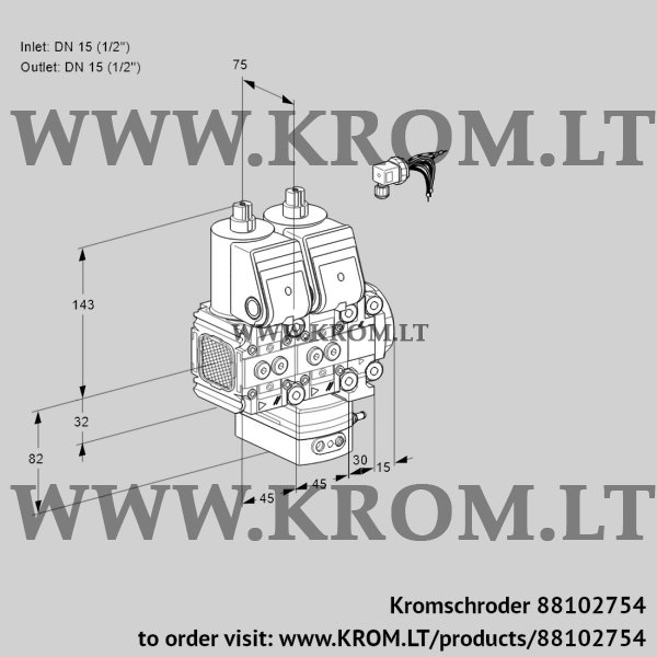 Kromschroder VCH 1E15R/15R05FNHEVWR/PPPP/PPPP, 88102754 flow rate regulator, 88102754